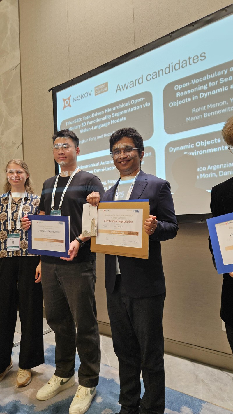 IROS 2025 Workshop Best Poster Award for Rohit Menon: Perception and Planning for Mobile Manipulation